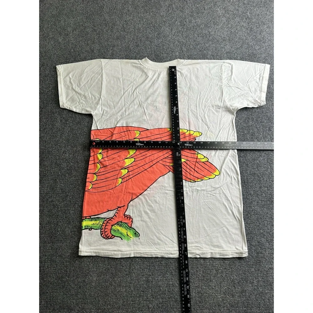 Mens Cockatoo Parrot Graphic White T-Shirt Made in Indonesia, Size M